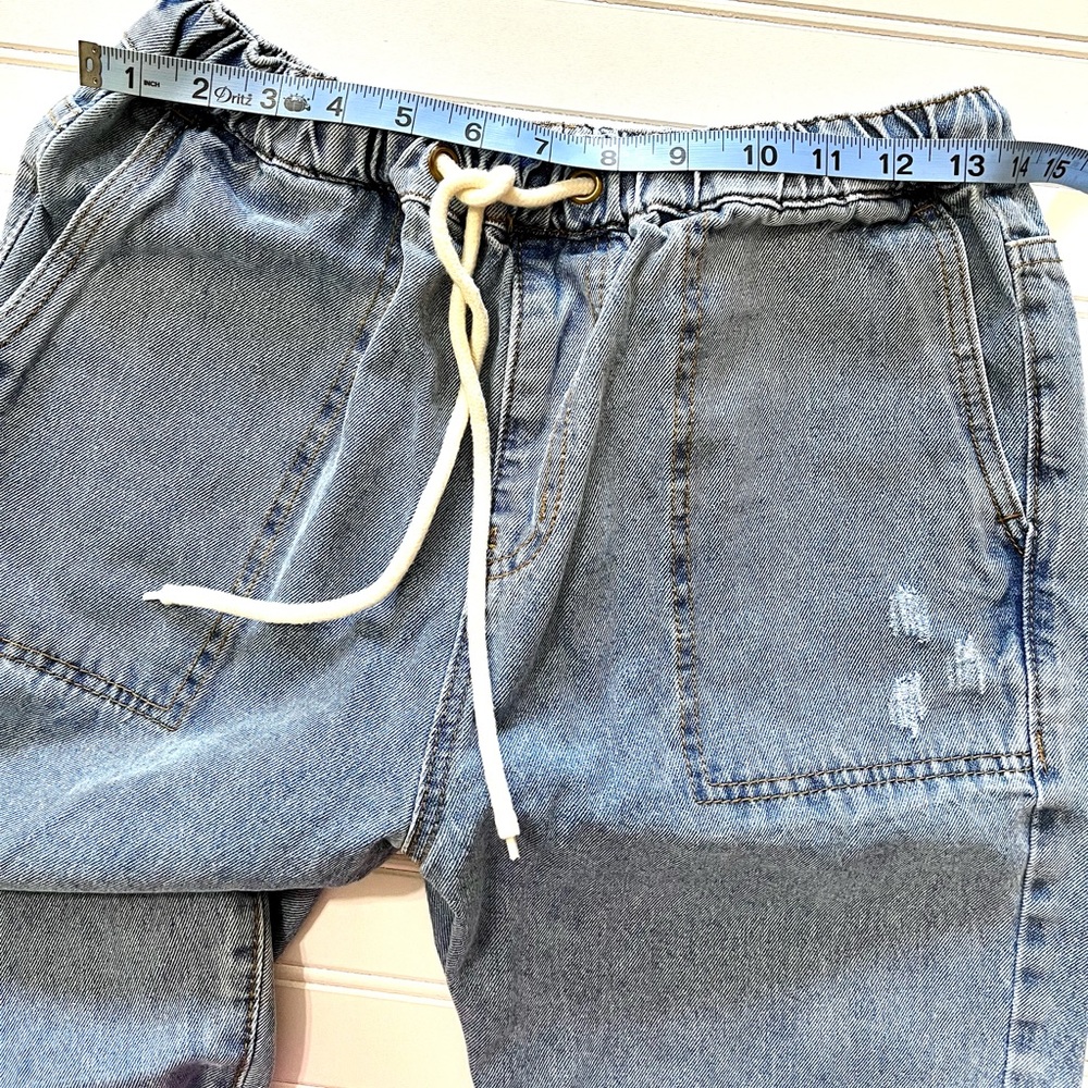 High Waist Drawstring Ripped Jeans - Picture 7 of 7